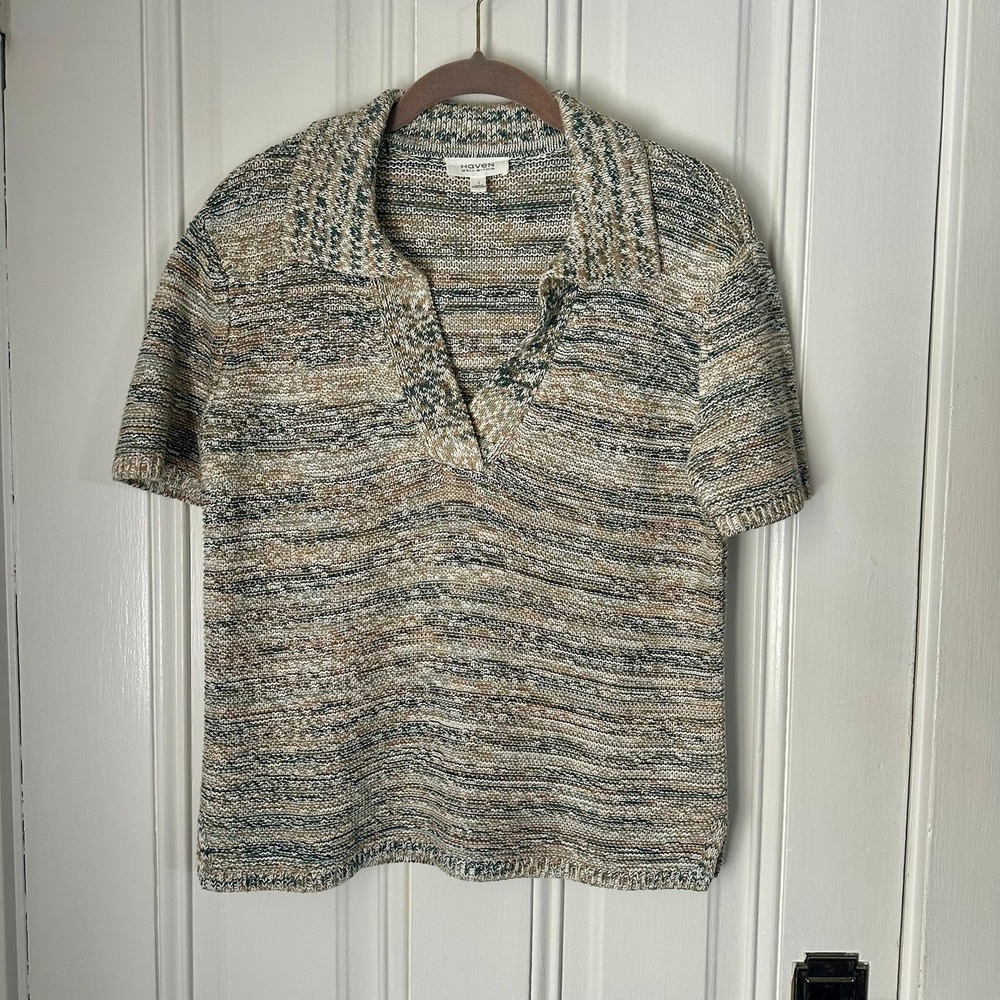 Haven Well Within Organic‎ Cotton Knit Collared Pullover Short Sleeve